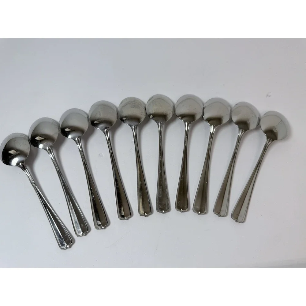 Set Of 10 Oval Soup Place Spoons Oneida USA GALA IMPULSE 6 7/8